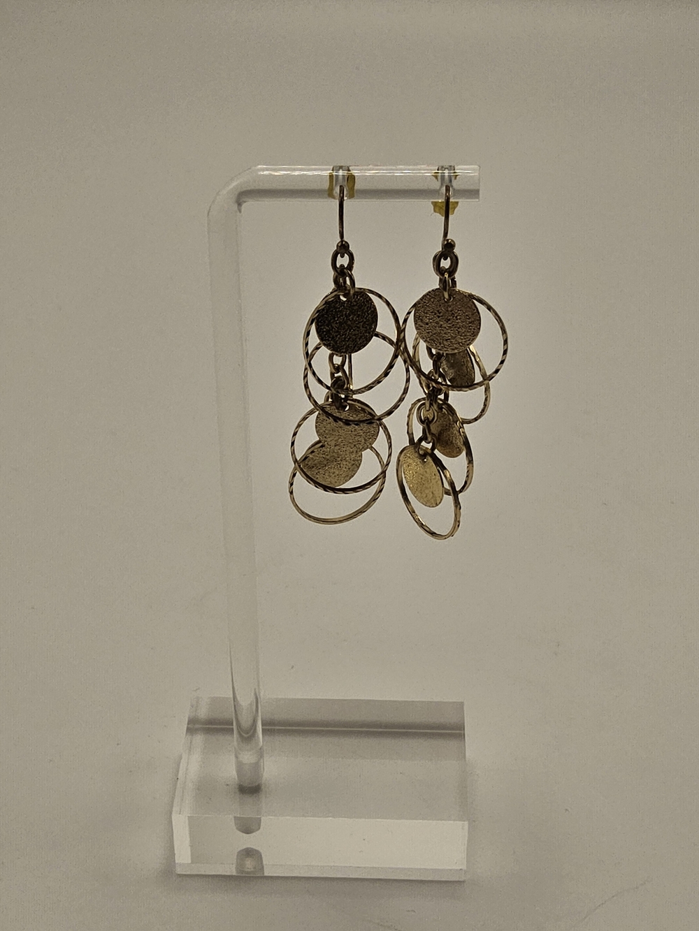 Gold-Tone Multi-Tiered Disc & Open Hoop Dangle Earrings